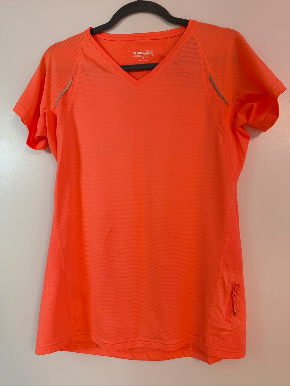 Kirkland Signature Women's Short-Sleeve V-Neck Top in Coral Orange